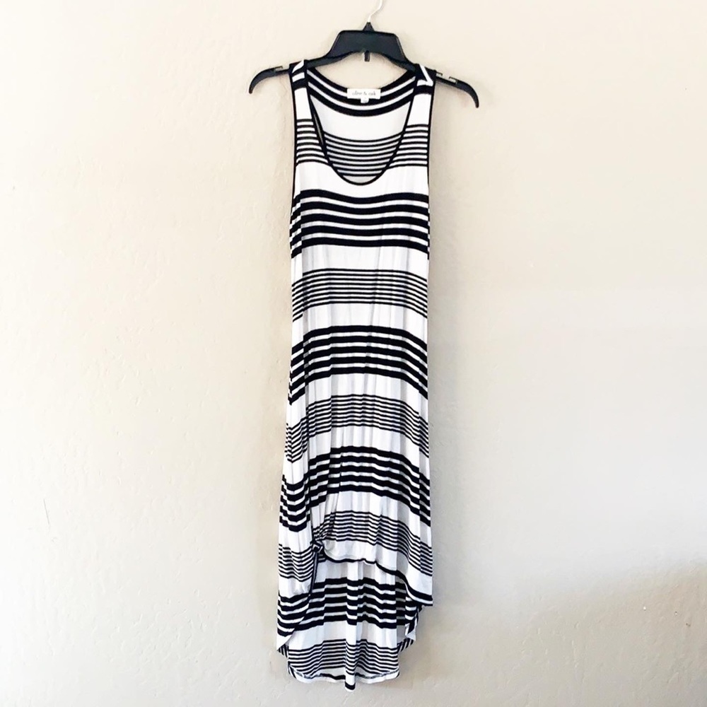 🌿Final Sale Olive & Oak Striped Black‎ and White Dress